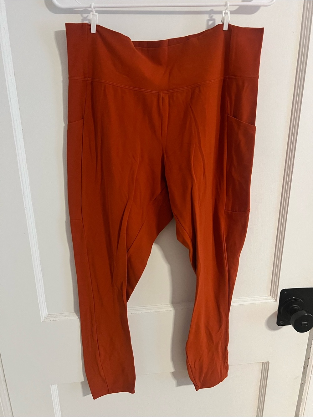REI High-Waist Leggings with Side Pockets in Rust Orange